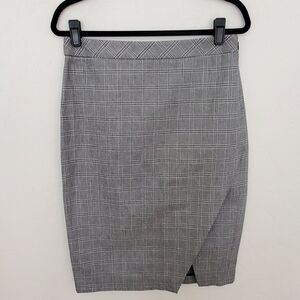 Banana Republic Pencil Skirt Grey Plaid Side Zip Woman Size 8